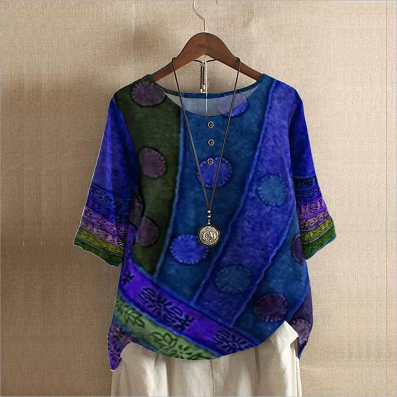 Froja - Färgglad halvärmad tröja för kvinnor